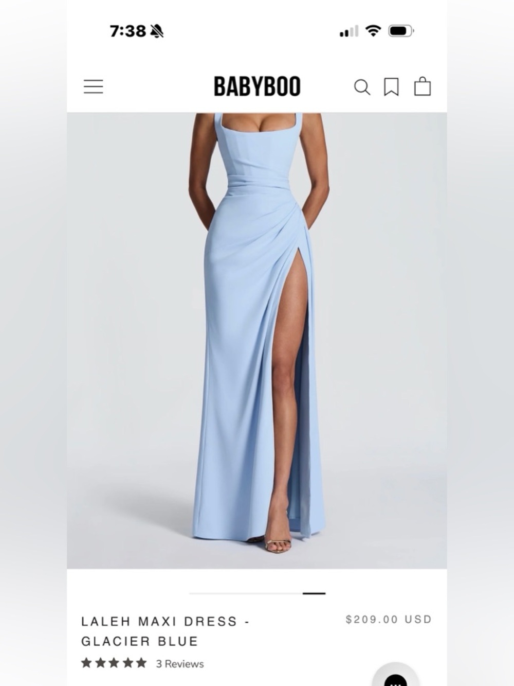 Babyboo Laleh Maxi Dress — Glacier Blue WILL SHIP OUT SAME DAY OF PURCHASE